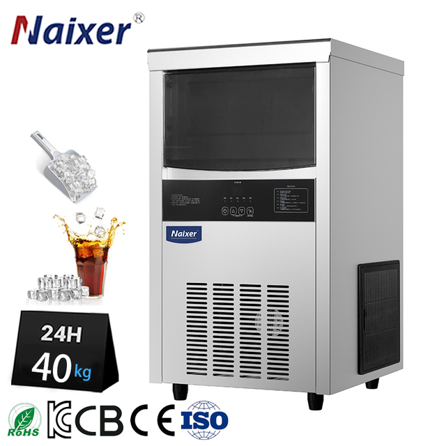 Naixer 40kg Industrial Compact square Ice Maker 30kg 40kg 48kg 80kg air Cooled 220v 350w Undercounter Small Ice Cube Maker