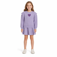 Ensemble de vêtements en deux pièces pour filles, pull en coton mélangé tricoté et jupe, tenue décontractée pour enfants, OEM ODM en gros