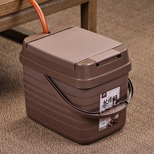 Cubo para Residuos de Té, Plástico, con Tapa Abatible, Rectangular, Color Caqui, Cubo de Basura Doméstico para Interiores, para Drenaje en Ceremonias de Té - Product Image 1