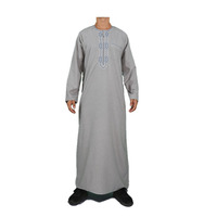 Thobe pour homme, style marocain, décontracté, manches longues, en polyester, infroissable, longueur cheville, fait main, pour usage quotidien