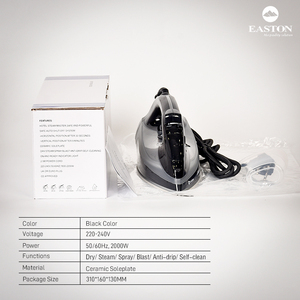 Fer à repasser à vapeur <span class=keywords><strong>professionnel</strong></span> avec semelle en céramique à arrêt automatique, noir, 2000W, fonction <span class=keywords><strong>de</strong></span> nettoyage, en stock - Product Image 5