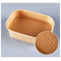 Conteneur alimentaire rectangulaire jetable personnalisé avec impression de logo, 500 ml, 880 ml, pour restaurant, bol en papier pour salade avec couvercle en PET