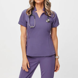 Services de conception de vêtements cravate ensemble de gommage médical fermeture éclair Nylon <span class=keywords><strong>blanc</strong></span> dames infirmière survêtement <span class=keywords><strong>pantalon</strong></span> Stretch gommages uniformes ensembles - Product Image 3