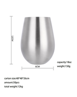 Nouveau produit Verre à vin sans pied en acier inoxydable monocouche de 18 oz Forme d'œuf Boisson au vin Modèle ODM&OEM pour tasse à café