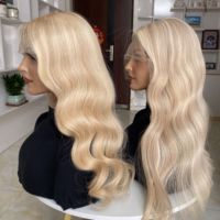 Pelucas Balayage Rubio Ceniza de Cabello Humano, Pelucas Frontales de Encaje HD Sin Pegamento, Cabello Virgen Europeo Natural, Pelucas Médicas de Encaje Completo, Listas para Enviar