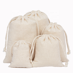 Sacchetti personalizzati in cotone con coulisse borsa riutilizzabile Eco Friendly in bianco piccola borsa con coulisse in cotone organico con Logo - Product Image 1