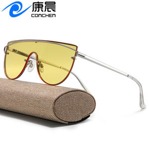 Lunettes de soleil Conchen Fashion en métal, verres roses UV400, unisexe, grande monture, protection solaire, pour voyage et performance scénique - Product Image 3