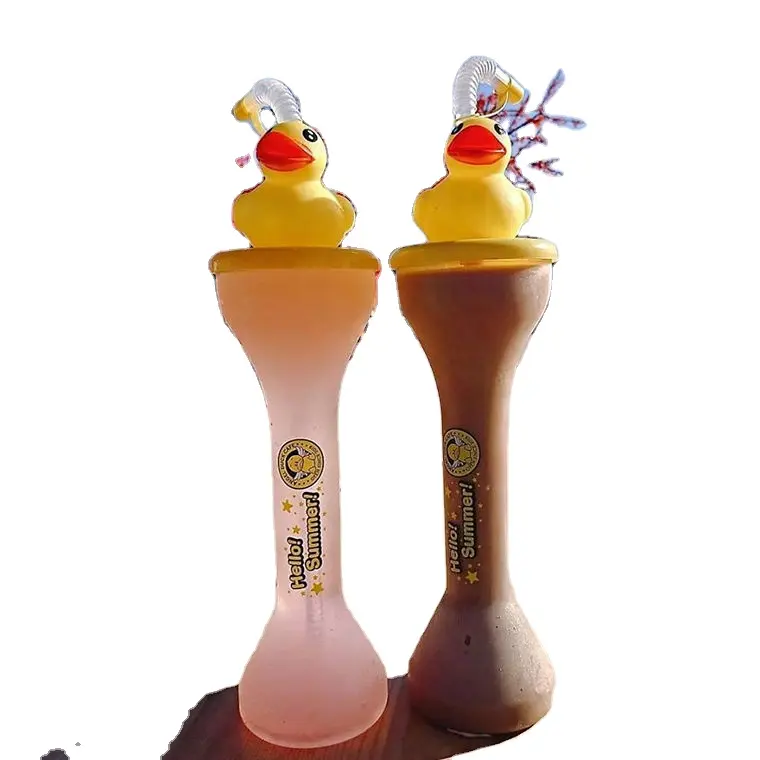 Custom Plastic Long Neck Vaso Classic Design Stadium Fiesta Souvenir Cup with Straw for Daiquiri Slush Yard Drinks