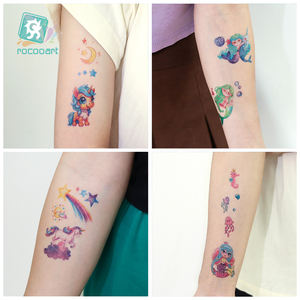Tatuaggi Temporanei Impermeabili per Bambine Disegni di Unicorno Animali <span class=keywords><strong>Sirena</strong></span> per Feste di Compleanno Colore Glitterato - Product Image 5