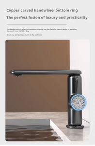 Grifo de Lavabo Blanco Lechoso de Cobre Macizo, Grifo Monomando de Agua Fría y Caliente con Doble Control y Rotación, Grifo de Lujo para Baño - Product Image 2