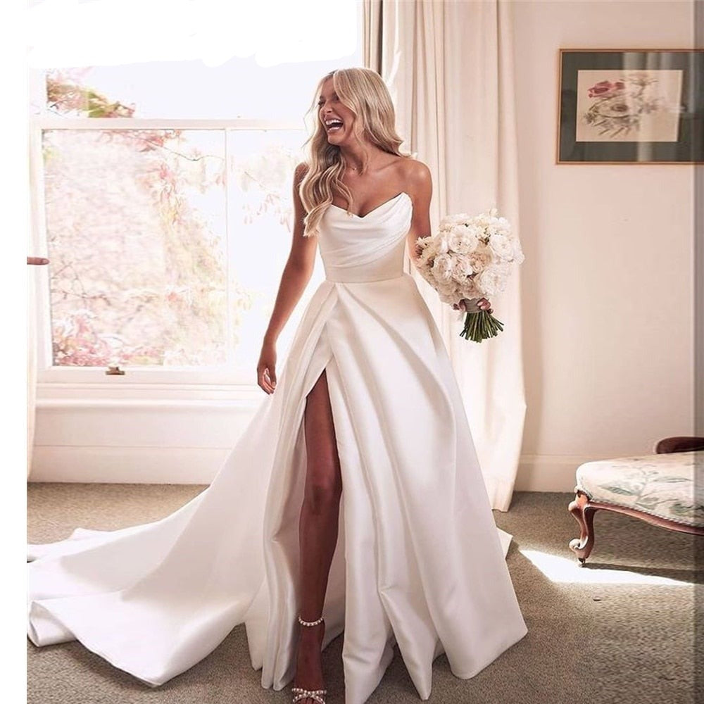 vienna a-line mini dress Strapless A-line Satin Wedding Dress – DressesTailor