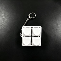 Porte-clés clavier 2x2 carré en forme de cœur, solide et coloré, avec LED, anti-stress, mini clavier testeur de commutateurs