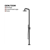 Douche extérieure autoportante en acier inoxydable 316 de qualité supérieure, finition brossée, eau chaude et froide, colonne de douche à poser au sol pour jardin, piscine, plage