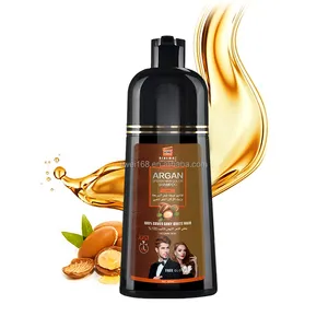 Vente en gros de cosmétiques, shampooing de coloration rapide à l'argan doré du fabricant, teinture semi-permanente pour les cheveux, couverture grise, échantillon gratuit d'huile