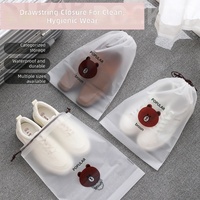 Sacs de rangement pour chaussures en plastique PE mat, fabriqués en usine, avec cordon de serrage, motif dessin animé, modèle 004, vente en gros Yiwu, LOGO personnalisé