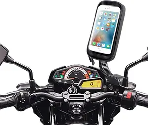 Dudukan Kaca Spion Sepeda Motor, Rotasi 360 Tahan Air, Dudukan Ponsel Sepeda Motor dengan Penutup Hujan untuk Tas Ponsel
