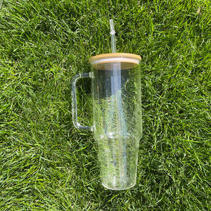Magazzino USA 40oz Sublimatable tazza di vetro smerigliato con coperchio di bambù adatto per il vinile per il trasferimento termico del rivestimento - Product Image 5