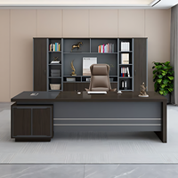 Escritorio Gerencial en Forma de L Minimalista de MFC, Mesa de Computadora Ejecutiva Moderna con Gabinete de Almacenamiento Lateral, Conjunto de Muebles para Oficina Privada en Casa