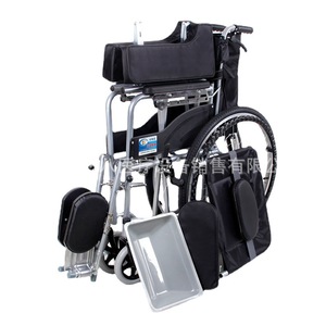 Fauteuil roulant manuel 338 en acier épaissi entièrement inclinable et pliable avec fonction toilette pour personnes âgées et handicapées - Product Image 2