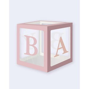 Boîte de rangement décorative 30x30cm rose bébé élégante et élégante pour organiser les essentiels de bébé - Product Image 1