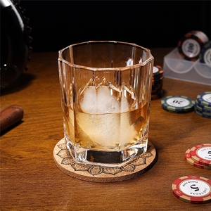 Verre à whisky vintage en verre prismatique sans plomb 330 ml, réutilisable, durable, pour bar, avec bord géométrique - Product Image 5
