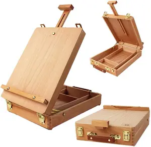 Boîte à roulettes pour kits artistiques, sac de rangement pour croquis, boîte de rangement pour peinture, support de table en bois ajustable pour dessin