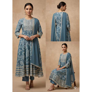 Nouvel ensemble ethnique 3 pièces pour femme en rayonne, idéal pour mariage et soirée, fabriqué avec des matériaux recyclés LDP - Product Image 4