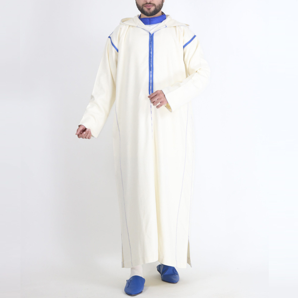 Marocain Coton Blanc Gris Manche Courte Thobe Juba Kandora Dishdasha