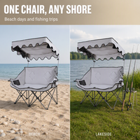 Chaise de camping pliante double avec auvent, logo personnalisé OEM ODM, en tissu Oxford 600D, portable pour la plage, le parc et l'extérieur – Fabricant et usine