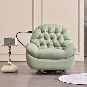 Chaise de canapé une place pivotante moderne de haute qualité en cuir synthétique d'accent inclinable multifonctionnel pour une utilisation dans le salon - Product Image 4