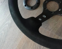 Volant de dérive en cuir noir avec bouton klaxon, 14 pouces, 350mm, nouvelle collection