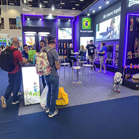 Stand d'exposition personnalisé pour animaux de compagnie, design en L 6x6m, avec éclairage LED, montage rapide, pour exposition de fournitures pour animaux