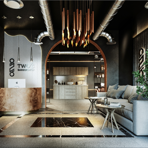 Erkek Salon dükkanı iç tasarım fikirleri özel lüks berber mağaza sergileme mobilyası ahşap kuaför istasyonu - Product Image 5