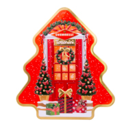 Boîte cadeau en fer blanc en forme de sapin de Noël festif, conteneur métallique personnalisé avec logo pour cadeaux d'entreprise de fin d'année