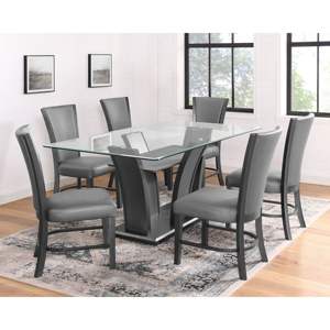 DB 2pc Contemporary Glam Upholstered Dining Side Chair <b>Plush</b> Gray <b>Fabric</b> with Rich Black Wood Light Furniture - Product Image 4