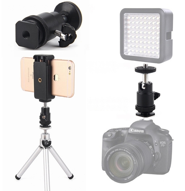 Mini Camera Cradle Tripod Ball Head Stabilizer Stand Light Flash Bracket Holder Mount 1/4 Inch Hot Shoe Adapter With Clip