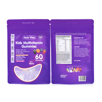 Sacs d'emballage en mylar de bonbons gommeux vitaminés avec impression numérique personnalisée pour enfants pochette debout ziplock recyclable avec fenêtre transparente