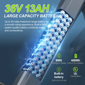 WindChaser 36V 500W Bicicleta Eléctrica 26 "Cadre en acier au carbone Batterie 13AH Vélo de ville électrique Frein à disque Bicyclette <span class=keywords><strong>Electrique</strong></span> - Product Image 5