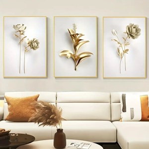 Pittura di fiori d'oro pittura di porcellana ancora in vita di cristallo decorazione per la casa di arte della parete - Product Image 1