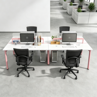 Bureau de travail modulaire avec gestion des câbles, tiroir de rangement mobile, poste de travail ergonomique pour équipe de 2 à 4 personnes