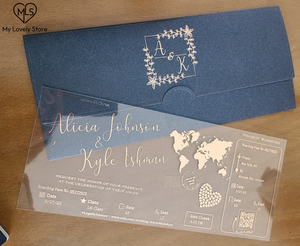 Invitation de <span class=keywords><strong>mariage</strong></span> à destination de <span class=keywords><strong>carte</strong></span> <span class=keywords><strong>d</strong></span>'<span class=keywords><strong>embarquement</strong></span> en feuille <span class=keywords><strong>d</strong></span>'or argentée violette Invitation en acrylique personnalisée pressée Invitation de billet unique - Product Image 2