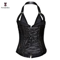 Corset zippé gothique Steampunk pour femme Corset désossé à la taille Cincher à lacets cuir acier désossé grande taille Corsettes niveau de contrôle ferme