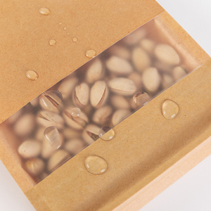 Free Sample Stock Block Bottom Paper Bags for Tea Ziplock Eight Side Seal Bag Nut Food Brown Kraft Paper Bags With Clear Window - Product Image 4