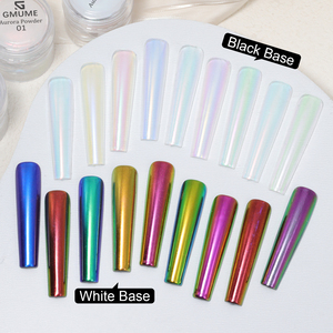 Ensemble de poudre à ongles multicolores scintillantes effet aurore, pigment effet miroir chromé pour nail art DIY et manucure en salon - Product Image 6