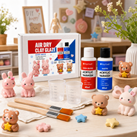 TIMESRUI Kit de Vernis à l'Argile Auto-Durcissante 60ml avec Pinceaux, Gobelets de Mesure, Fini Mat et Brillant, Scellant Imperméable pour Artisanat en Argile et Bois