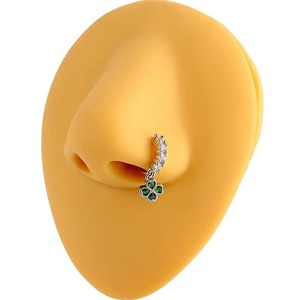 Joyería de moda al por mayor para <span class=keywords><strong>piercing</strong></span> de nariz para <span class=keywords><strong>mujer</strong></span>, pendientes colgantes finos de cobre, pendientes de flor, anillo de nariz chapado en oro - Product Image 2