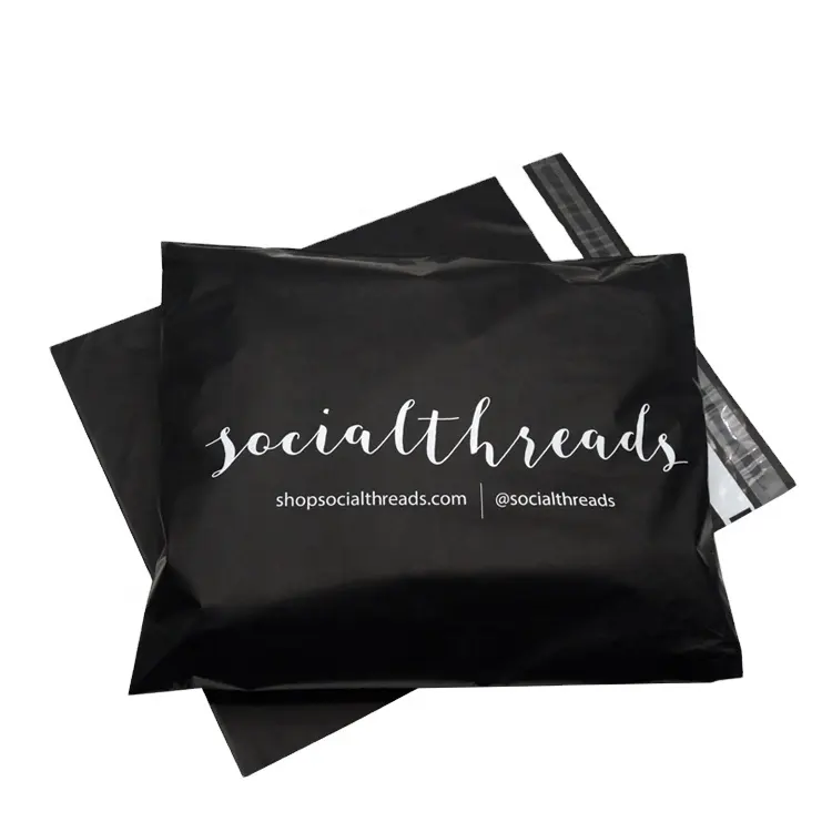 Bolsas de correo de plástico con logotipo personalizado, color negro