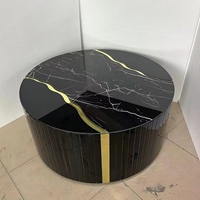 Meilleure Vente Table Basse Circulaire Moderne en Bois Effet Diamant Scintillant Décoration Salon Vente Directe Usine