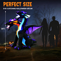 Décorations d'Halloween gonflables d'extérieur de 7 pieds, dragon à 2 têtes pour jardin, pelouse, cour, décorations effrayantes avec lumière LED intégrée