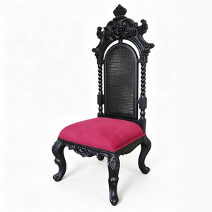 Chaise de salle à manger baroque en bois massif, sculptée à la main, pieds tournés, écologique, durable, dossier haut, pour événements, hôtels, villas - Product Image 1